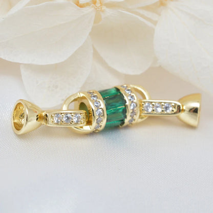 Juya 18K Gold Plated Decorative Sector Fastener Connector Lock Clasps Accessories For DIY Needlework Beads Pearls Jewelry Making