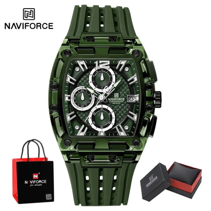 NAVIFORCE Man's Watch 5ATM Waterproof Quartz Chronograph Silicone Strap Stylish Students Sports Male Luxury Wristwatch Gifts Box