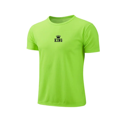 King Printing Men T-shirt Casual Exercise Tops Outdoor Jogging Cycling Clothing Summer Quick-Drying Mesh Tees Running Sportswear