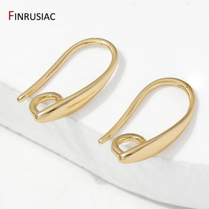 14K Gold Plated Brass Smooth Earring Hook Ear Wire For Earring Making Supplies,DIY Jewelry Making Findings Accessories