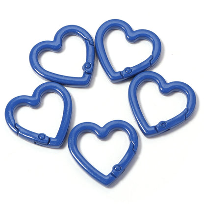 5pcs Alloy Heart Spring Clasps Snap Hooks Carabiner Keychain Clips Dolls/Label Connector For Jewelry Making DIY Accessories
