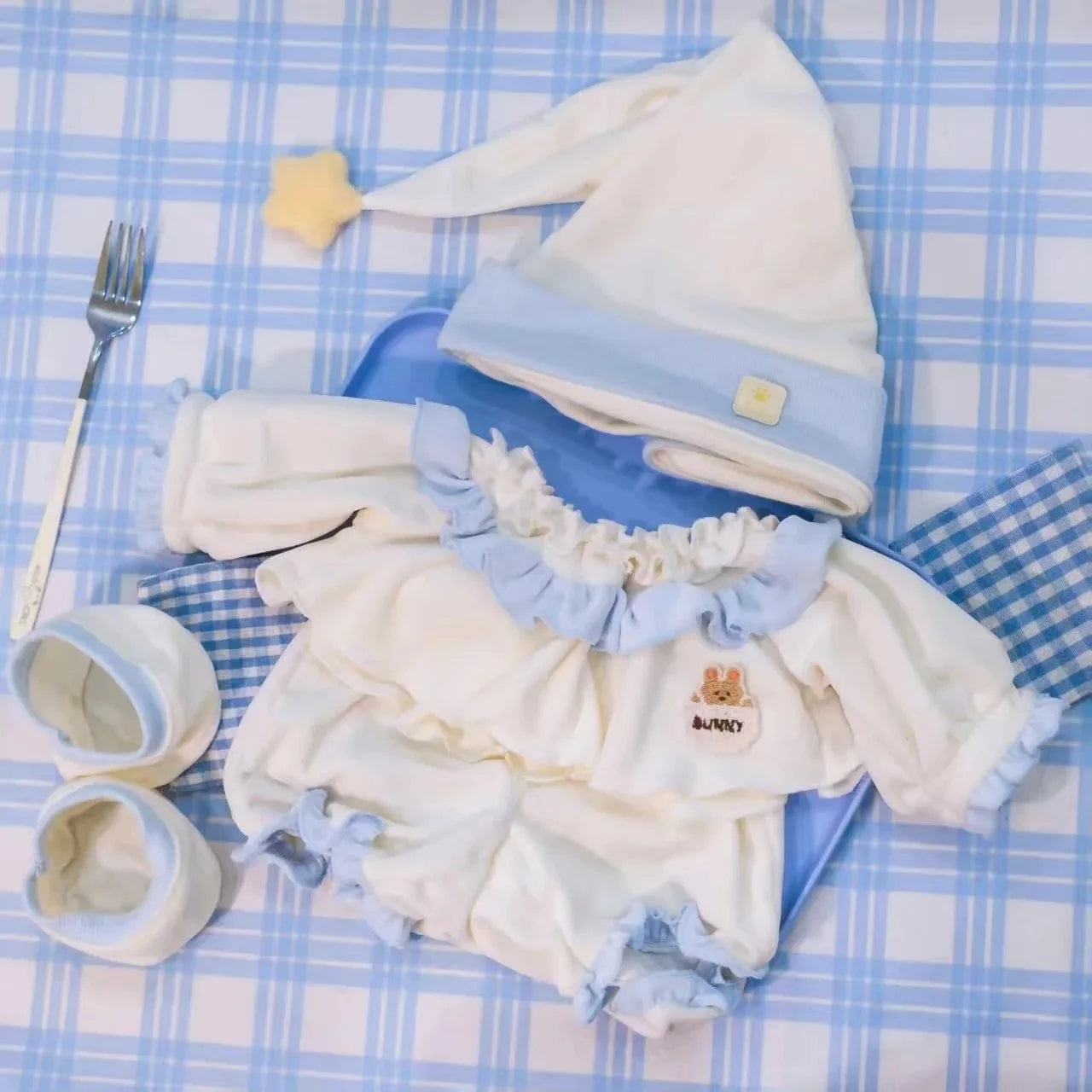 40cm Shulei doll clothes, plush cotton doll pajamas, sitting posture, cosplay attributes, doll replacement suit