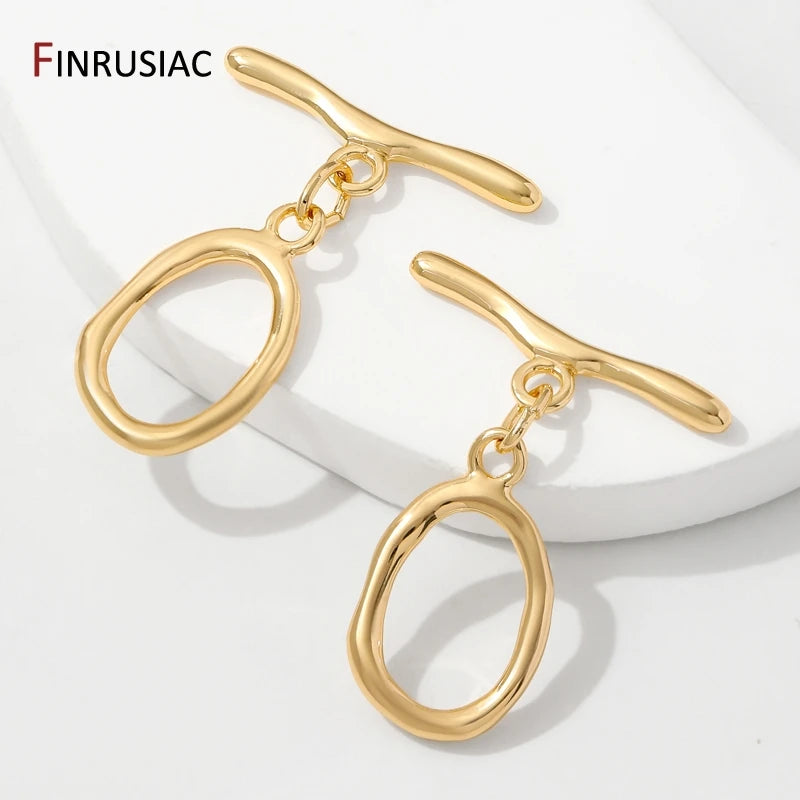 18K Gold Plated Brass Oval/Heart OT Clasps,Bracelet Connector O Toggle Clasps,DIY Bracelet Jewelry Making Findings