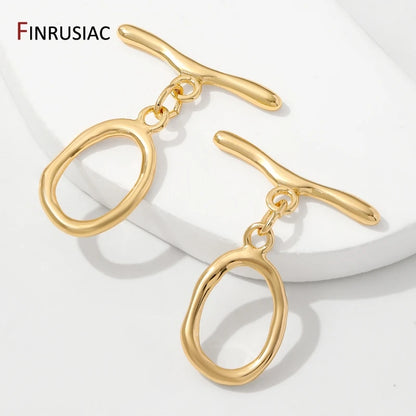 18K Gold Plated Brass Oval/Heart OT Clasps,Bracelet Connector O Toggle Clasps,DIY Bracelet Jewelry Making Findings