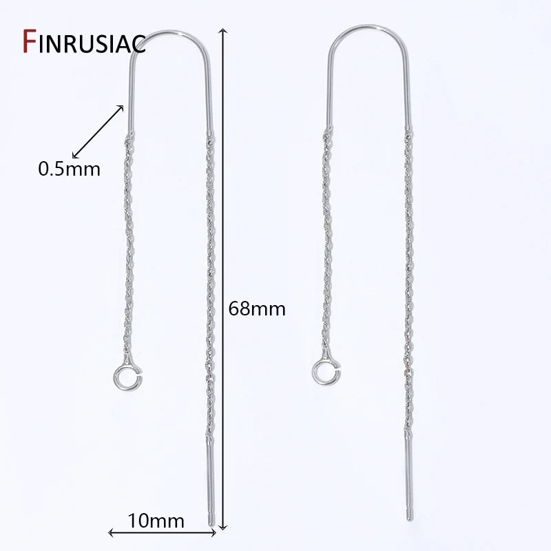 18K Gold Plated Brass Long Tassel Chain Drop Sticker Dangle Earrings Ear Line,Ear Wire Earrings Findings,DIY Jewelry Accessories