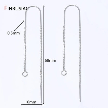 18K Gold Plated Brass Long Tassel Chain Drop Sticker Dangle Earrings Ear Line,Ear Wire Earrings Findings,DIY Jewelry Accessories