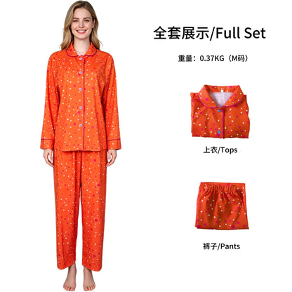 Movie Coraline Cosplay Pajamas Costume Orange Polka Dot Button-Up Loungewear Nice Stitching Set For Halloween Performance Restor