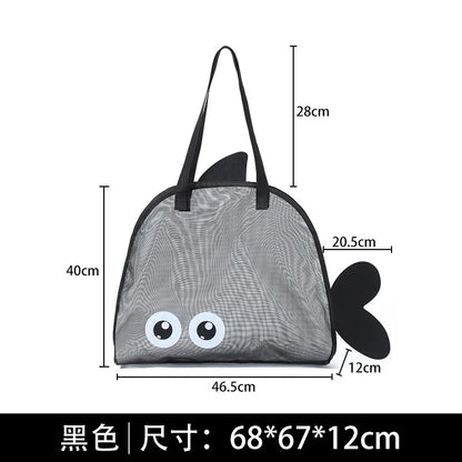 Kids Mesh Beach Bags Colorful Cartoon Shark Animal Sand Free Quick Dry Shell Toy Storage Organizer Totes for Toddlers Vacations