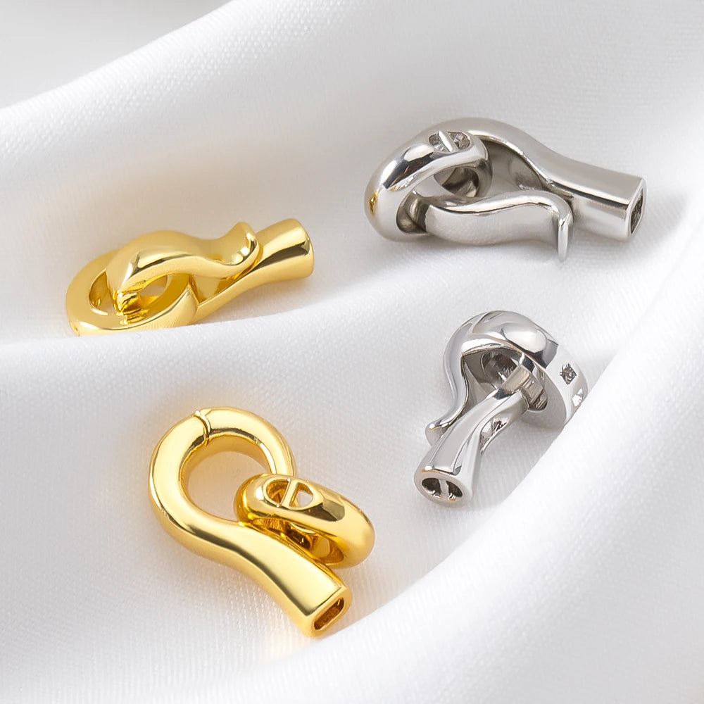 2pcs 4pcs 18K Gold Plated Brass Hook Clasp End Connector For DIY Handmade Beaded Bracelet Spring Clasp Jewelry Making Findings