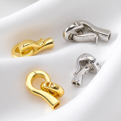 2pcs 4pcs 18K Gold Plated Brass Hook Clasp End Connector For DIY Handmade Beaded Bracelet Spring Clasp Jewelry Making Findings