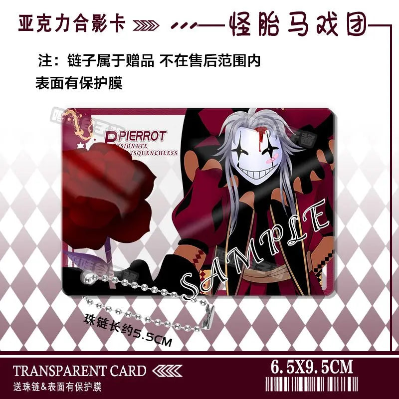 The Freak Circus Pierrot Cosplay Anime Acrylic Photo Card Keychain Pendant Backpack Accessory Cartoon Gift