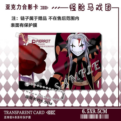 The Freak Circus Pierrot Cosplay Anime Acrylic Photo Card Keychain Pendant Backpack Accessory Cartoon Gift