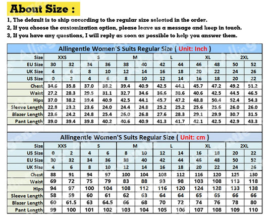 Allingentle Women's Suit Double-Breasted Pantsuit 2 Piece Peak Lapel Blazer & Pants Fashion Suit for Casual Office Customize