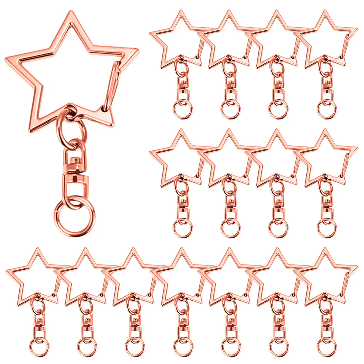 15/25/40 Set Star Shaped Rotating Spring Keychain, Suitable For  Keychain Lanyard, DIY Crafts, Holiday Gift, Bag Decorations