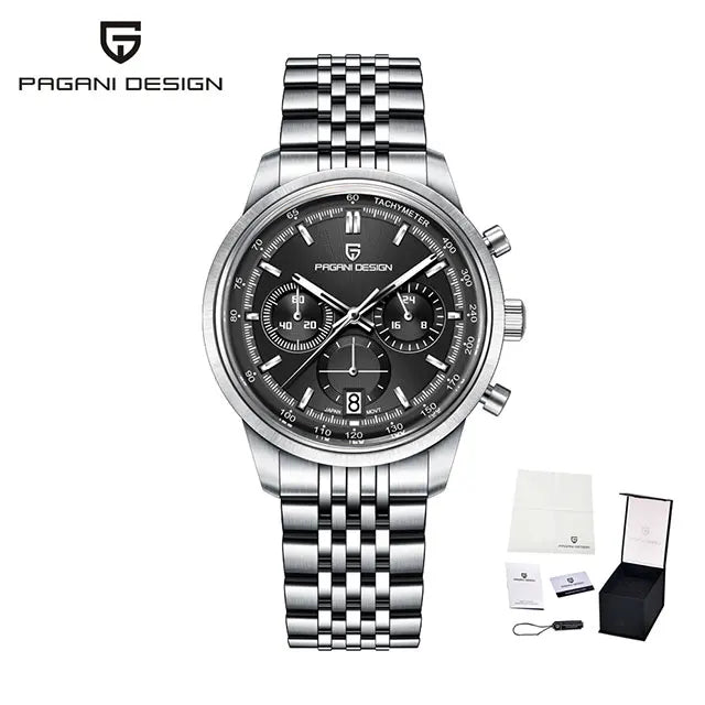 PAGANI DESIGN Men Quartz Watch VK63 Chronograph Stainless Steel Mens Wristwatch Top Brand Sapphire Glass Business Watch Man Gift
