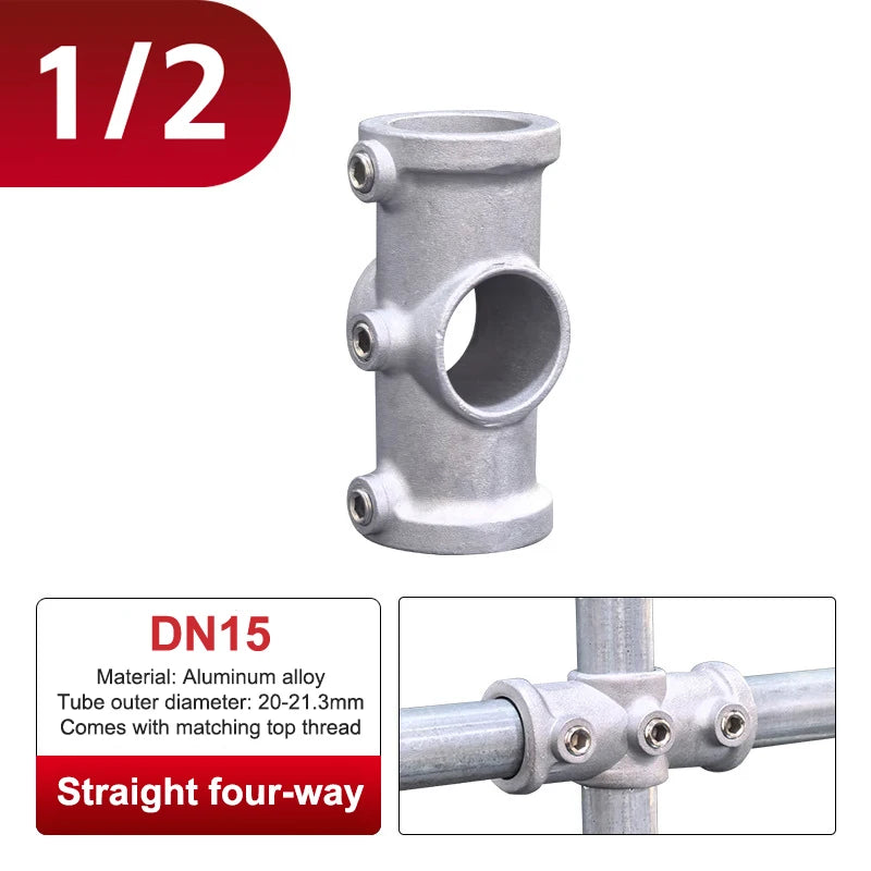 Aluminum Alloy Connector Elbow Tee Base Flat Three-dimensional Fitting Connection Fastener 20/25mm Steel Tube Shelf Parts