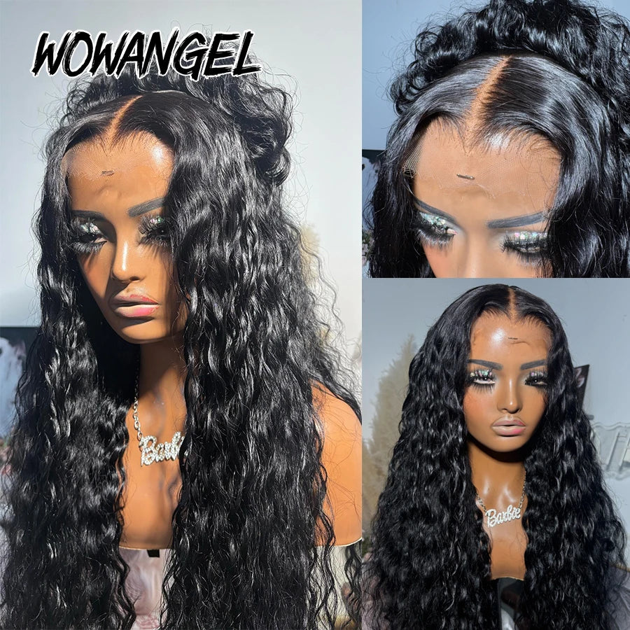 34In Natural Wave Glueless Wigs Pre Cut 5x5 HD Lace Closure Wigs Human Hair Skinlike HD Lace Curly Wigs Pre Bleached For Women