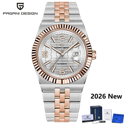PAGANI DESIGN 2026 New Men's Watches Rose Gold Luxury Automatic Watch For Men MIYOTA 8215 Mechanical Wristwatch Sapphire crystal
