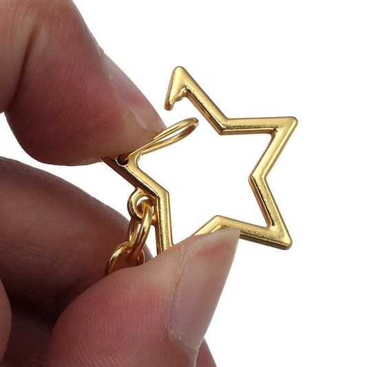10Pcs Alloy Star Shaped Snap Keychain Lobster Claw Clasp with Hanging Buckle Jump Ring for DIY Crafts Jewelry Accessories Gift