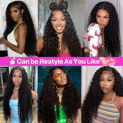 200 Density Water Wave Lace Front Wig 4x4 5x5 Lace Glueless Wig 13x4 13x6 hd Lace Frontal 360 Curly Human Hair Wigs for Women