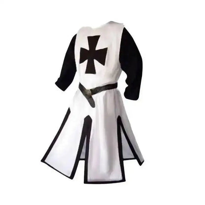 Medieval S-4XL Crusader Mens Knights Templar Tunic Cosplay Costumes Renaissance Halloween Surcoat Warrior Black Plague Cloak Top