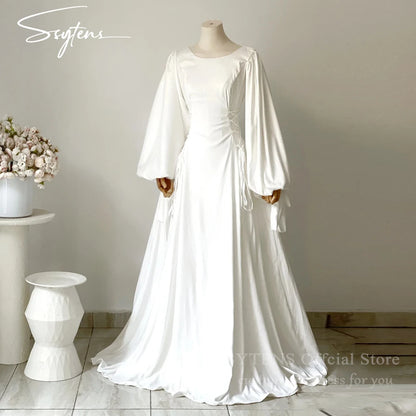 SSYTENS Women A-Line Wedding Dresses 2025 O Neck Bridal Dresses Corset Back Elegant Wedding Evening Beach Bride Gowns Customized