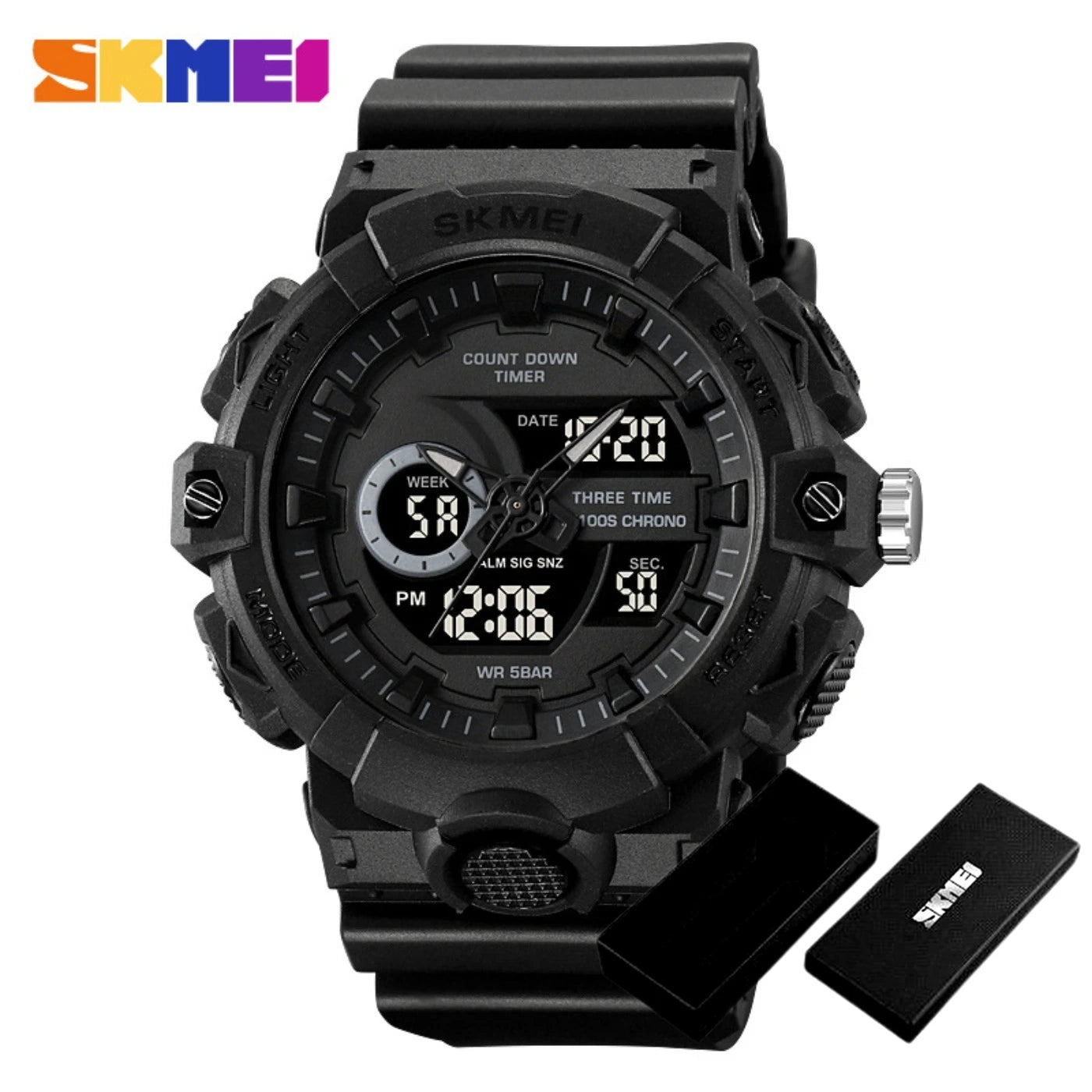 Multifunctional LED Light Digital Sport Watch Mens Casual Student Stopwatch Clendar Clock Quartz Analog Wristwatches 2225