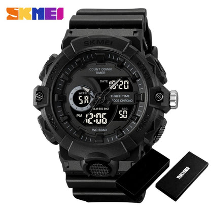 Multifunctional LED Light Digital Sport Watch Mens Casual Student Stopwatch Clendar Clock Quartz Analog Wristwatches 2225