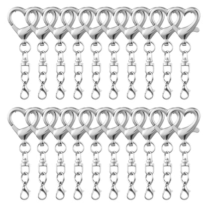 5/15/30Pcs Heart Shaped Swivel Clasp Spring Hanging Lobster Claw Snap Hook Clip Key Chains Findings for DIY Jewelry Making Craft