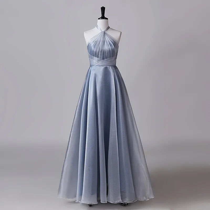 Multi-Color Halter Neck A-Line Bridesmaid Dress Floor-Length Formal Evening Gown For Wedding Guest Sleeveless Party Prom Dresses