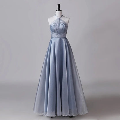 Multi-Color Halter Neck A-Line Bridesmaid Dress Floor-Length Formal Evening Gown For Wedding Guest Sleeveless Party Prom Dresses