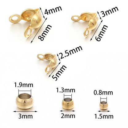 40-200pcs Stainless Steel Connector Clasp Crimp End Beads Jewelry Kit DIY Bracelet Necklace Jewelry Making Findings Accessories