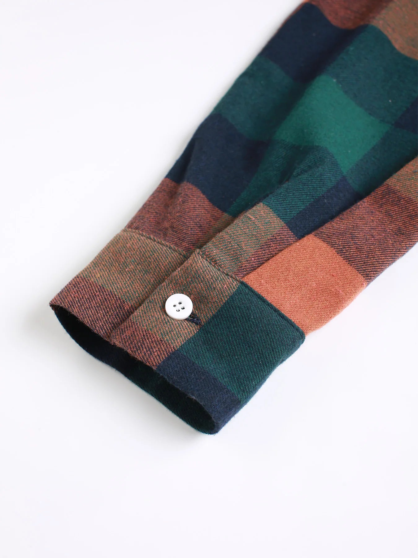 Men's Retro Orange Green Plaid Flannel Shirt Spring Fall Loose Casual Button-Down Jacket