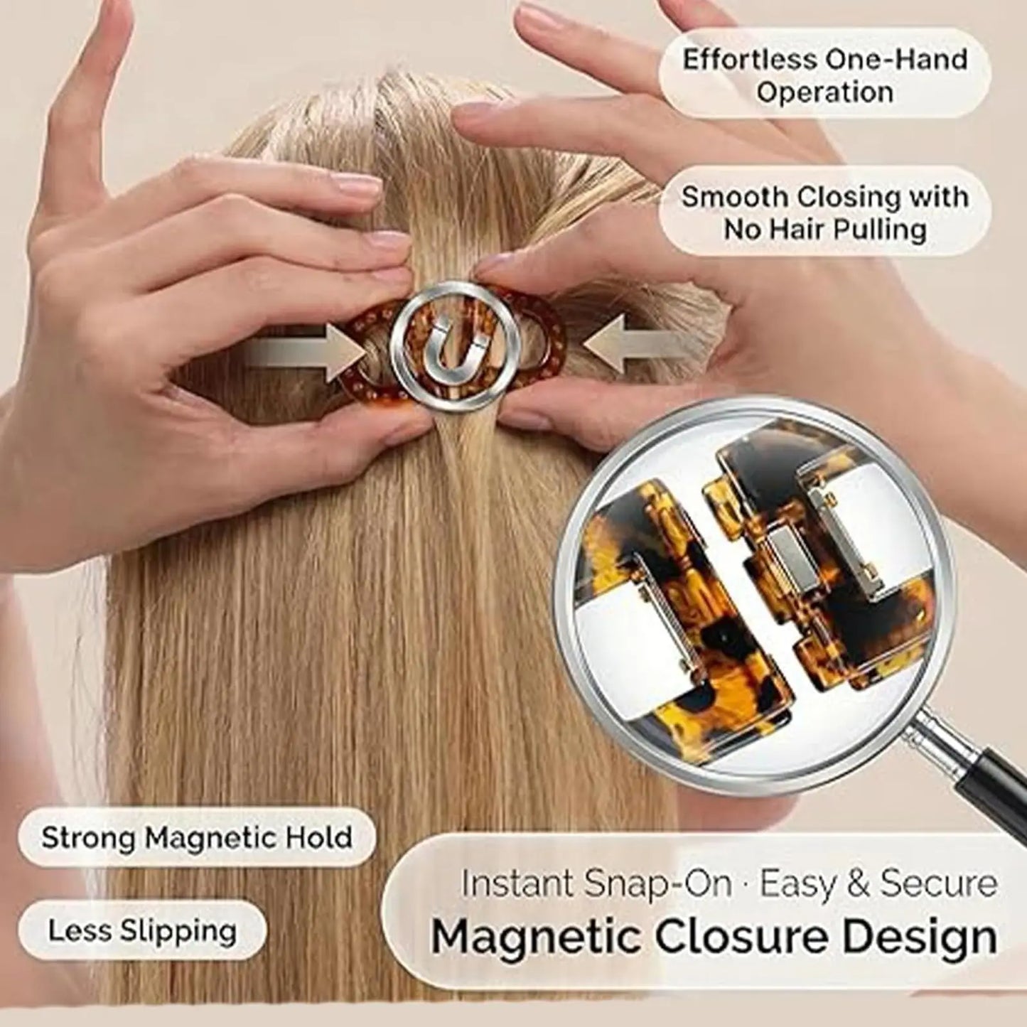 1/2PCS Magnetic Hair Clip Invisible Strong Hold 2-In-1 Design for Fine and Thick Hair Styling Accessory Practical Gift for Women