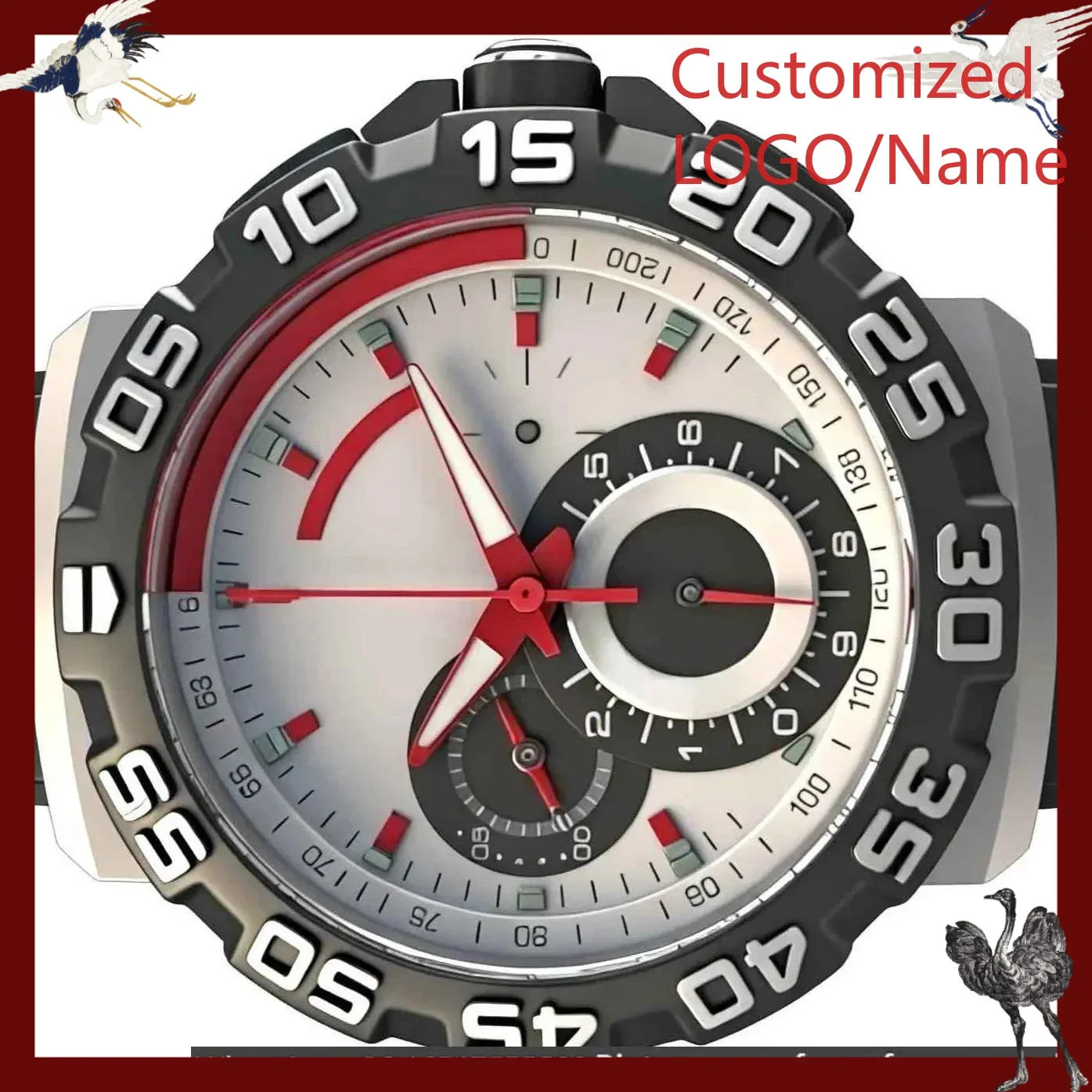 A1212 Store Customized Watches 43mm Men's Sports Watch 904L Stainless Steel Quartz Movement