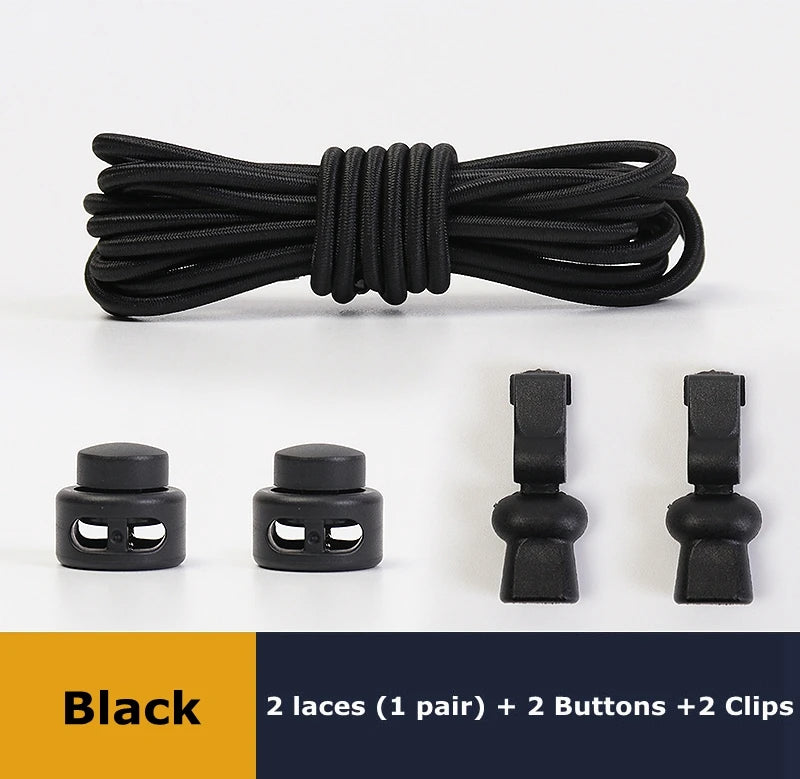 No tie shoelaces Round Elastic Shoelace Plastic snap lock Suitable for all shoes Adult children walking sports Lazy laces 1 pair