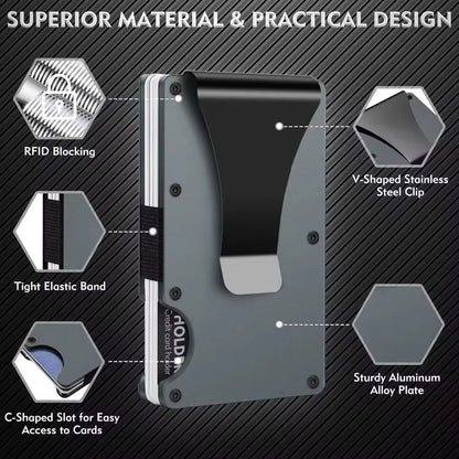 Aluminum Alloy Rfid Blocking Card Holder Ultra Slim Anti Theft Metal Wallet Minimalist Credit Card Case Portable Storage Pouch