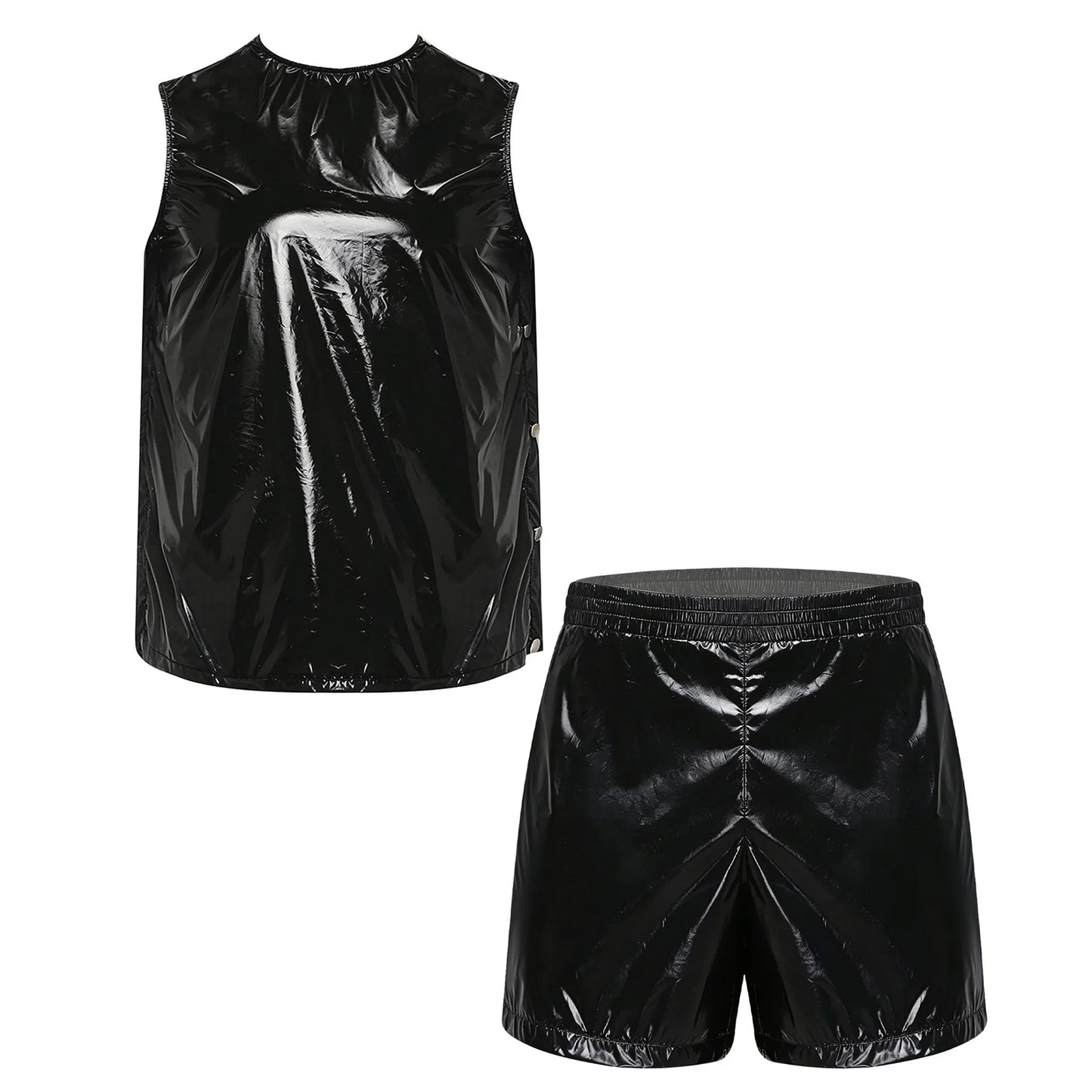Mens Waterproof Sweat Tracksuit Tank Tops And Sides Buttons Boxer Shorts Two Pieces Outfit Special Needs Adaptive Clothing