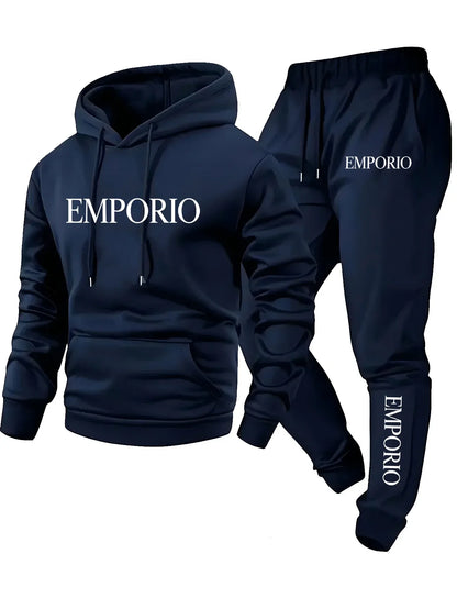 2026 Autumn Winter Men Sportswear Casual Running Fitness Set Hooded Sweatshirt Sports Pants Unisex Tracksuit Streetwear Zipper S