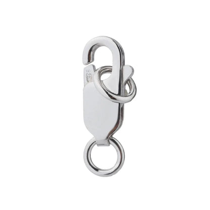 Genuine Real Pure Solid 925 Sterling Silver Lobster Clasp Hook Claw Buckle With Double Sealed Ring Connector Jewelry Findings
