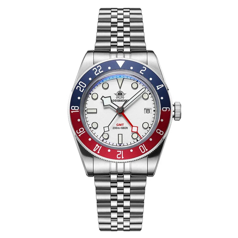 ADDIESDIVE Reloj Hombre Men Watches 20Bar Diving BGW9 Luminous AD2044 Swiss Ronda 515-24H GMT Watch Quartz Watch