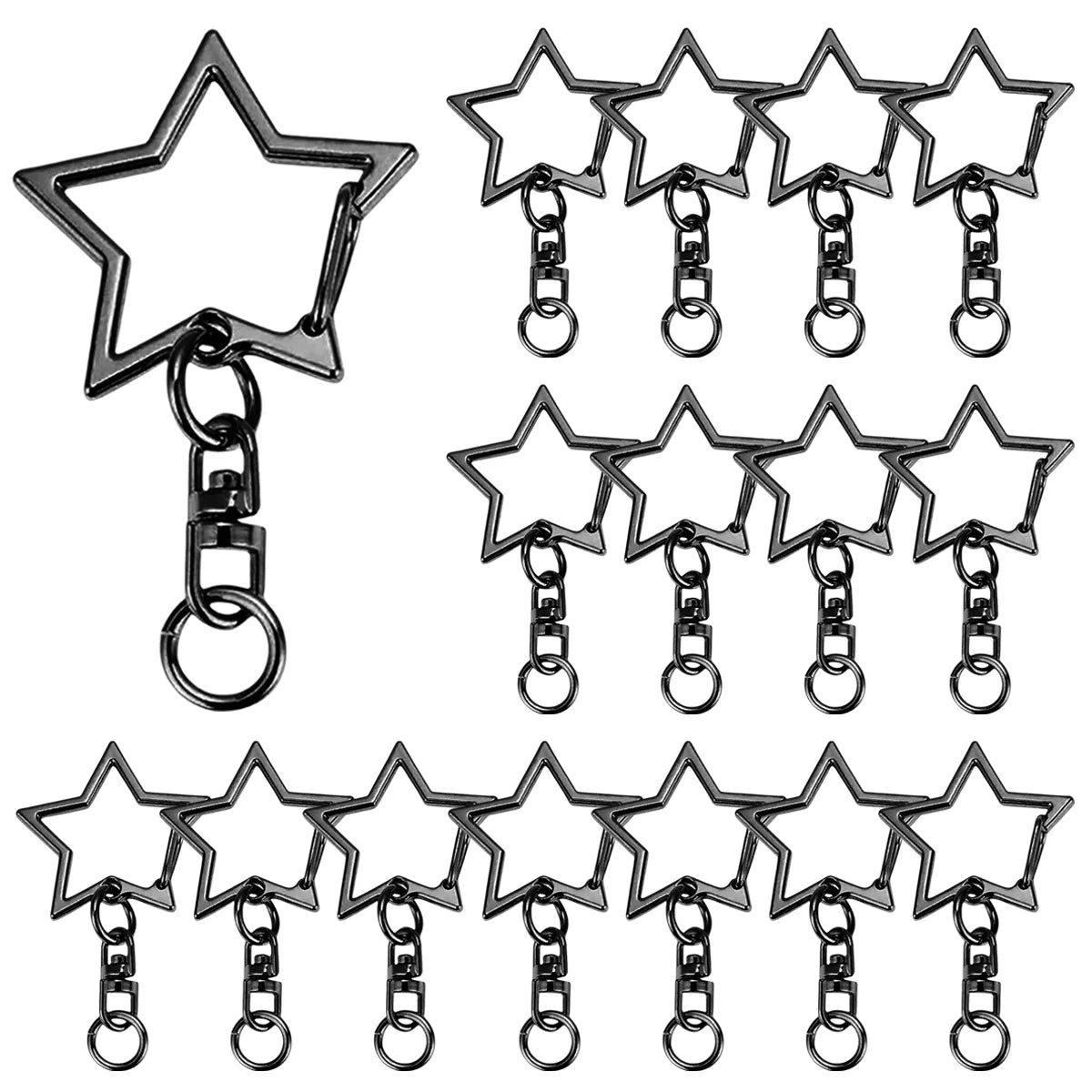 15/25/40 Set Star Shaped Rotating Spring Keychain, Suitable For  Keychain Lanyard, DIY Crafts, Holiday Gift, Bag Decorations