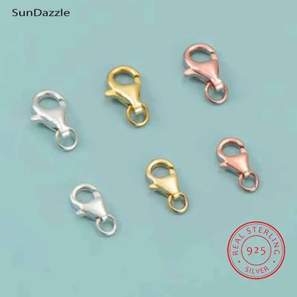2pcs Genuine Real Pure Solid 925 Sterling Silver Lobster Buckle Clasps Claw Gold Buckles Connector Jewelry Making Findings