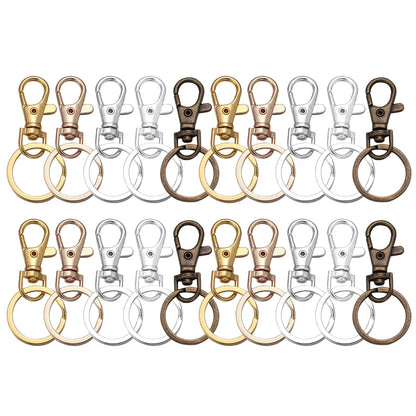 10Sets Alloy Swivel Lobster Clasp Hooks With Split Key Ring Snap Hooks For DIY Keychain Bag Hang Doll Jewelry Making Accessories