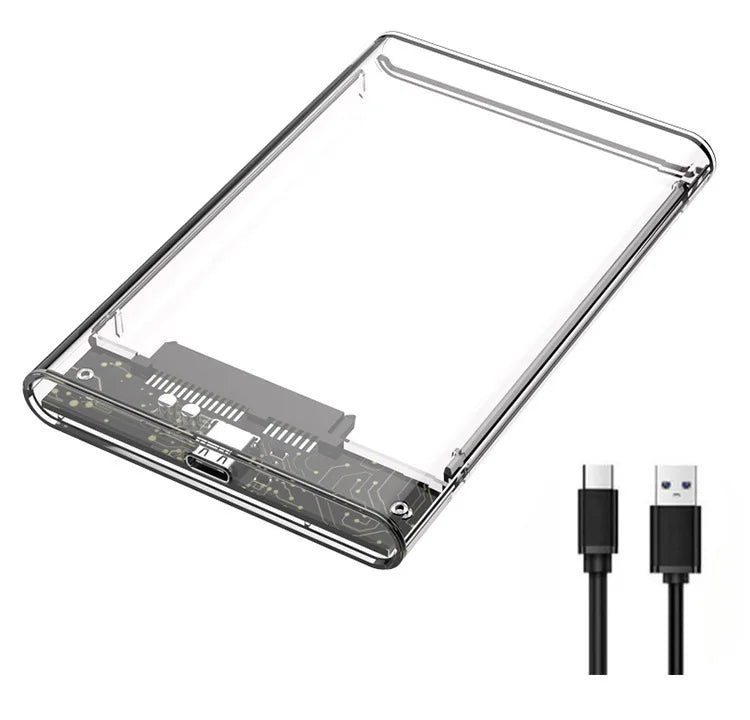 Transparent HDD Case HDD Enclosure 2.5 Inch SSD SATA To USB 3.0 Type-C 3.1 Adapter Portable External Hard Drive Box Tool-Free