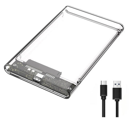 Transparent HDD Case HDD Enclosure 2.5 Inch SSD SATA To USB 3.0 Type-C 3.1 Adapter Portable External Hard Drive Box Tool-Free