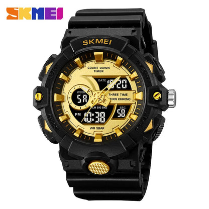 Multifunctional LED Light Digital Sport Watch Mens Casual Student Stopwatch Clendar Clock Quartz Analog Wristwatches 2225