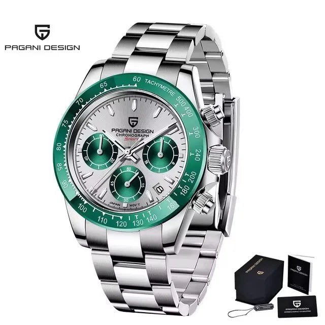 PAGANI DESIGN Top Men Business Watch Luxury Classic Quartz Wristwatch Chronograph Ceramic Bezel Waterproof Watches for Men Gift