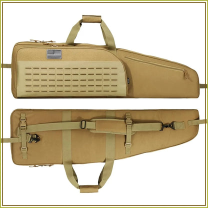 Tactical Single Scoped Long Gun Bag Soft Rifle Case for Shooting Range Outdoor Hunting | US Flag Patch + Universal Gun Holder Included | 35" 41"