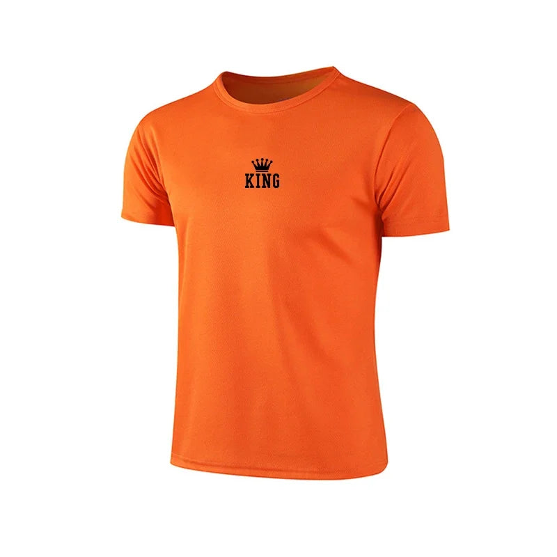 King Printing Men T-shirt Casual Exercise Tops Outdoor Jogging Cycling Clothing Summer Quick-Drying Mesh Tees Running Sportswear